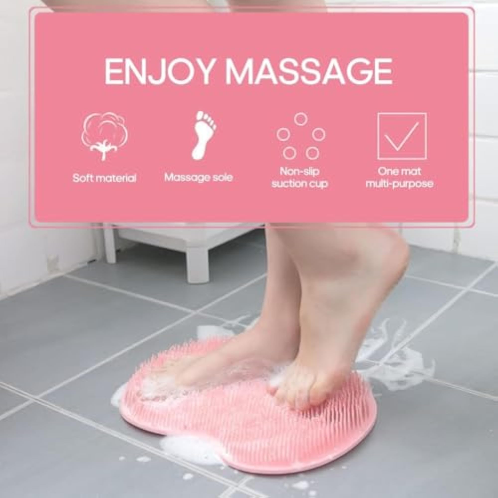 Silicone Foot Scrubber Mat for Shower with Suction Cups